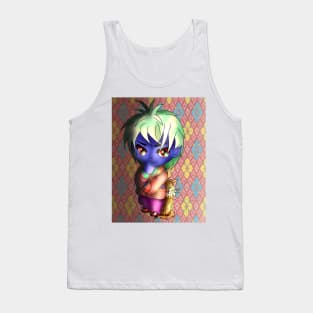 kawaii purple dark elf with a ginger cat Tank Top